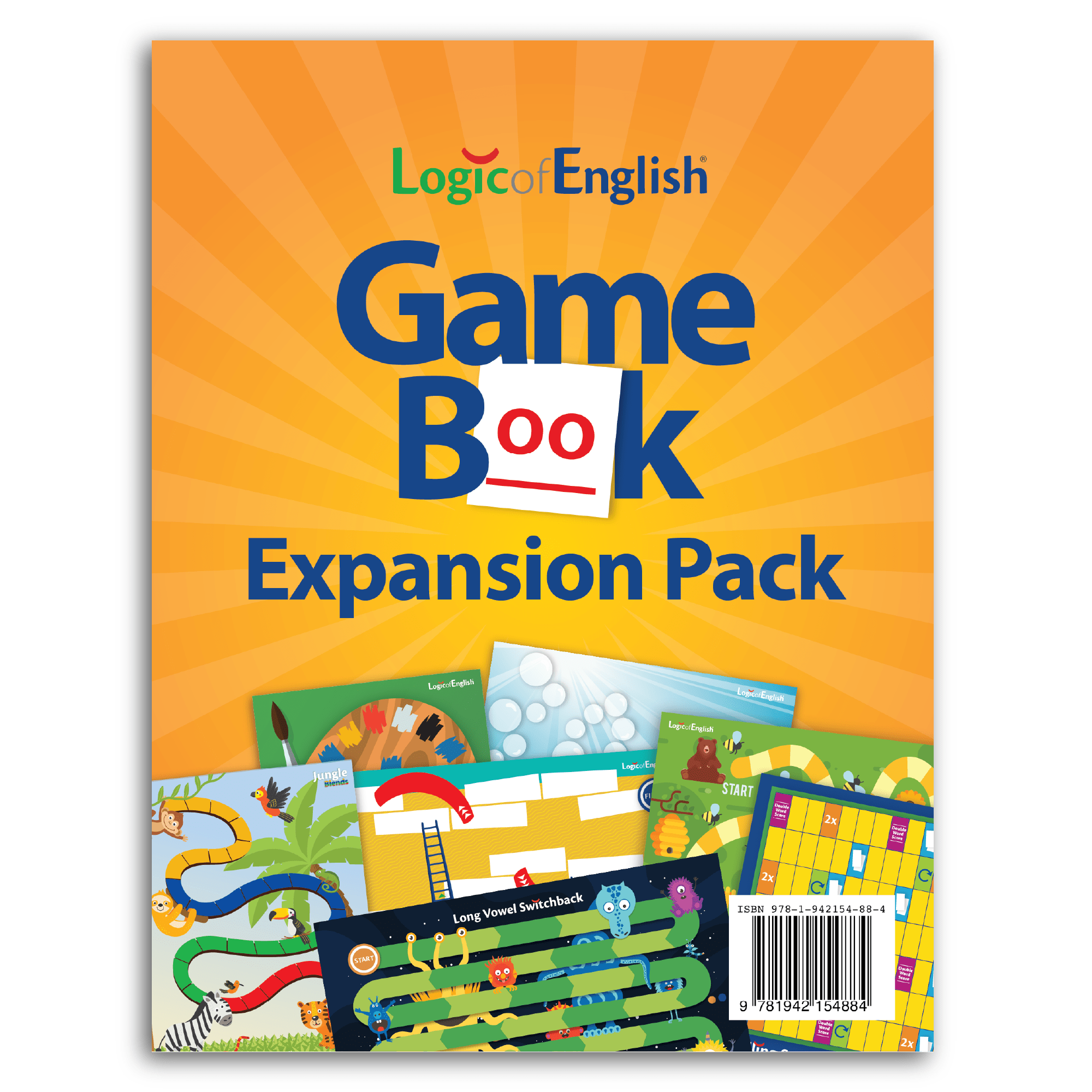 Logic of English Game Book Expansion Pack contains 8 colorful game boards designed to be easy to clean and reuse