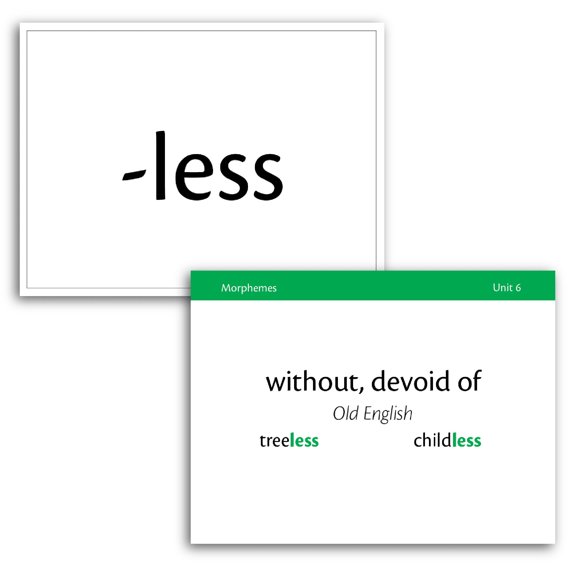 Morpheme Flash Card explaining that the suffix