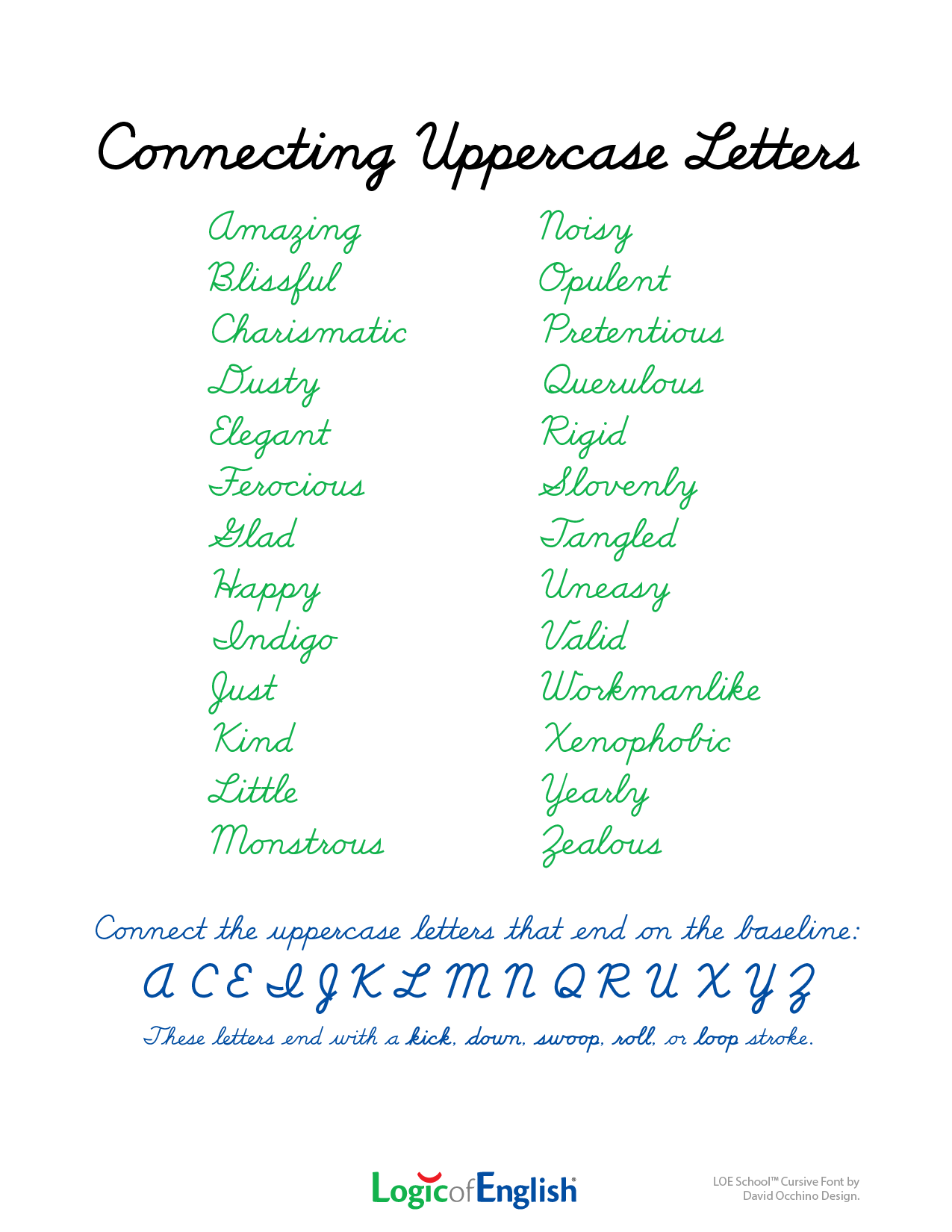 Connecting uppercase cursive letters