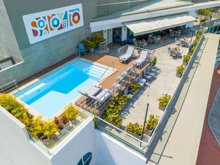 Terrace with pool at the GHL Collection San Lázaro Art Hotel