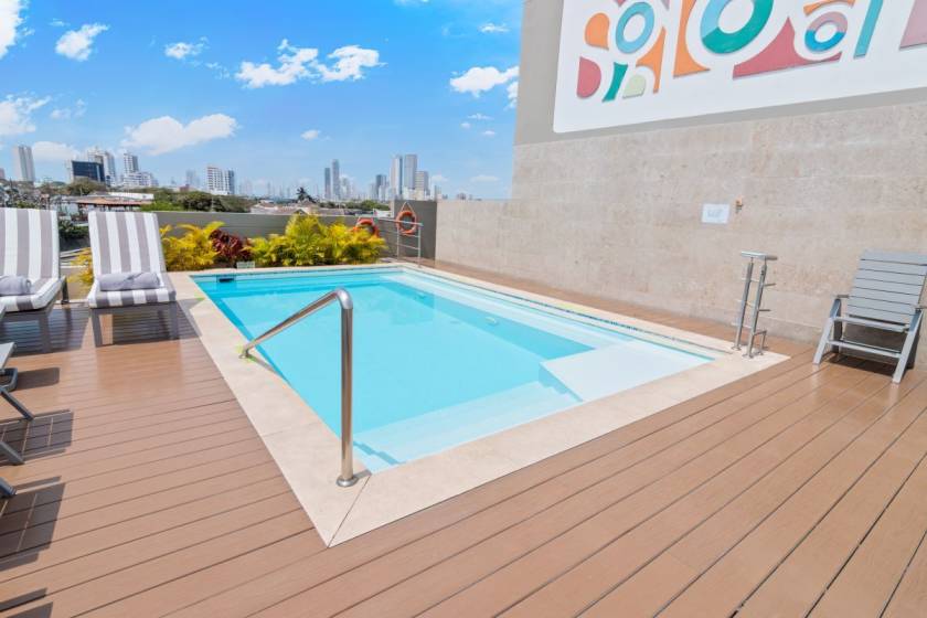 terrace with pool on a sonesta hotel in bucaramanga