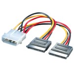 כבל למחשב - (0.16M - 2XSATA 15P (M) ~ MOLEX 4P (M