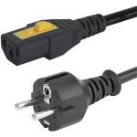 כבל חשמל יצוק עם נעילת 2M , IEC C13 ~ EU PLUG - V-LOCK