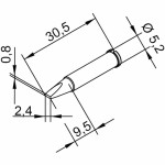 ראש לידית מלחם - ERSA 0102CDLF24 - CHISEL 2.4MM