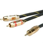 כבל אודיו - (ROLINE GOLD - 5M - 3.5MM ST (M) - 2XRCA (M