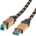 כבל ROLINE GOLD - 1.8M - B(M) ~ A(M) - USB 3.0