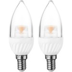 זוג נורות COOL WHITE LED 5W - הברגה E14 - עדשת נר שקופה