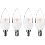 רביעיית נורות WARM WHITE LED 5W - הברגה E14 - עדשת נר שקופה