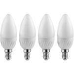 רביעיית נורות WARM WHITE LED 5W - הברגה E14 - עדשת נר חלבית