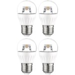 רביעיית נורות WARM WHITE LED 5W - הברגה E27 - עדשה שקופה