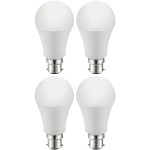 רביעיית נורות WARM WHITE LED 10W - חיבור B22 - עדשה חלבית