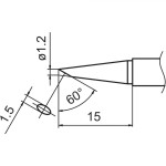 ראש מלחם - HAKKO T15-BC12 - 60º BEVELED 1.2MM