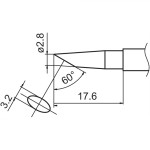 ראש מלחם - HAKKO T15-BC28 - 60º BEVELED 2.8MM