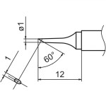 ראש מלחם - HAKKO T15-C1 - 60º BEVELED 1MM