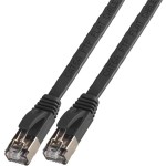 כבל רשת יצוק מסוכך - FLAT CAT6A 0.5M - בידוד שחור