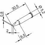 ראש לידית מלחם - ERSA 0102CDLF20 - CHISEL 2.0MM