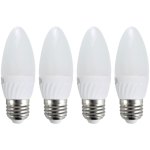 רביעיית נורות WARM WHITE LED 5W - הברגה E27 - עדשת נר חלבית