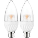 זוג נורות COOL WHITE LED 5W - חיבור B22 - עדשת נר שקופה