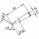 ראש לידית מלחם - ERSA 0102CDLF18L - CHISEL 1.8MM