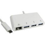 מפצל USB 3.0 פאסיבי עם 3 יציאות + יציאת RJ45 - כניסה USB C