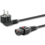 כבל חשמל יצוק עם נעילת 2M , IEC C13 ~ EU PLUG - IEC LOCK