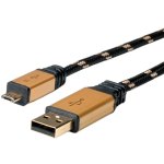 כבל ROLINE GOLD - 0.8M - MICRO B(M) ~ A(M) - USB 2.0