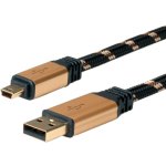 כבל ROLINE GOLD - 3M - MINI B(M) ~ A(M) - USB 2.0