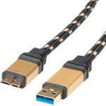 כבל ROLINE GOLD - 0.8M - MICRO B(M) ~ A(M) - USB 3.0