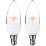 זוג נורות WARM WHITE LED 5W - הברגה E14 - עדשת נר שקופה