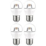 רביעיית נורות WARM WHITE LED 5W - הברגה E27 - עדשה שקופה