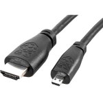 כבל MICRO HDMI 2.0 שחור עבור RASPBERRY PI 4 - אורך 1 מטר