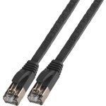 כבל רשת יצוק מסוכך - FLAT CAT6A 1M - בידוד שחור