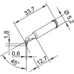 ראש לידית מלחם - ERSA 0102SDLF18 - BENT CHISEL 1.8MM