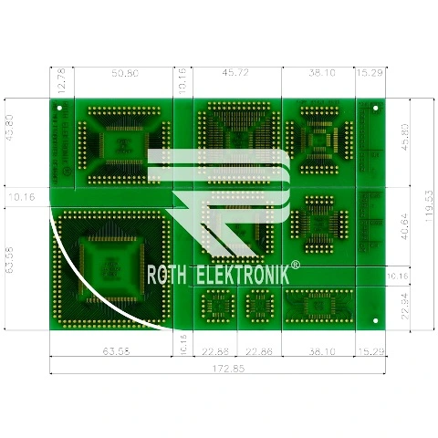 לוח מתאמים לרכיבי QFP ~ DIP - SMD ROTH ELEKTRONIK