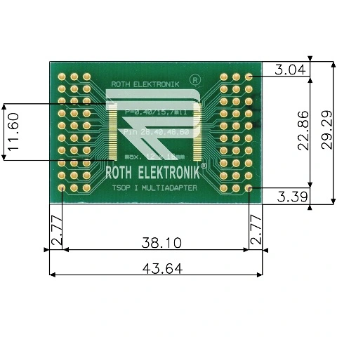 לוח מתאם לרכיבי TSOP I (28-60 PIN) ~ DIP - SMD ROTH ELEKTRONIK