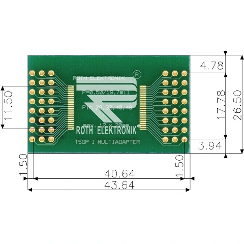 לוח מתאם לרכיבי TSOP I (28-48 PIN) ~ DIP - SMD ROTH ELEKTRONIK