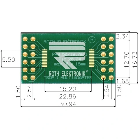 לוח מתאם לרכיבי TSOP I (20-24 PIN) ~ DIP - SMD ROTH ELEKTRONIK