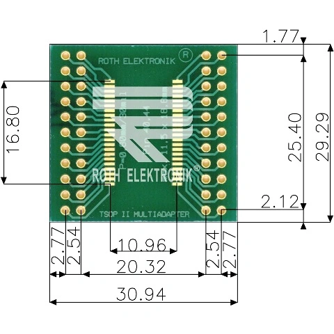 לוח מתאם לרכיבי TSOP II (40-44 PIN) ~ DIP - SMD ROTH ELEKTRONIK