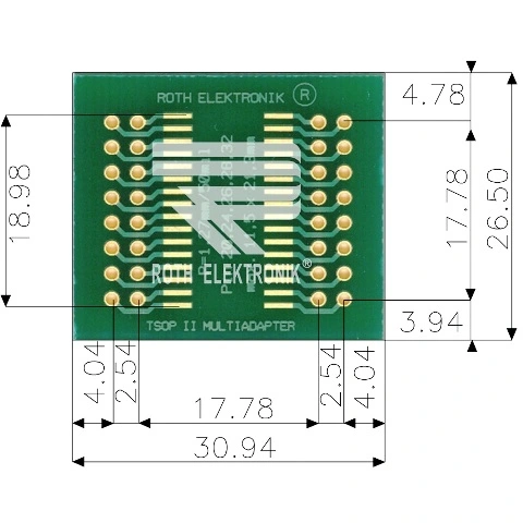 לוח מתאם לרכיבי TSOP II (20-32 PIN) ~ DIP - SMD ROTH ELEKTRONIK