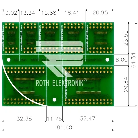 לוח מתאמים לרכיבי SSOP ~ DIP - SMD ROTH ELEKTRONIK