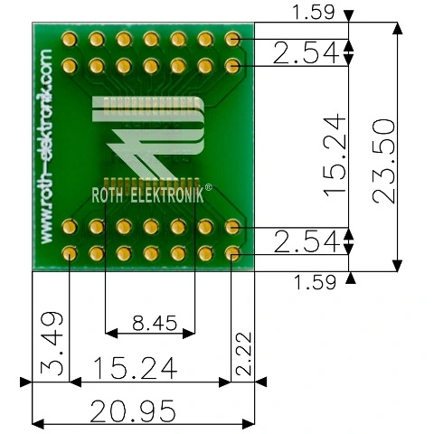 לוח מתאם לרכיבי SSOP-28 ~ DIP - SMD ROTH ELEKTRONIK