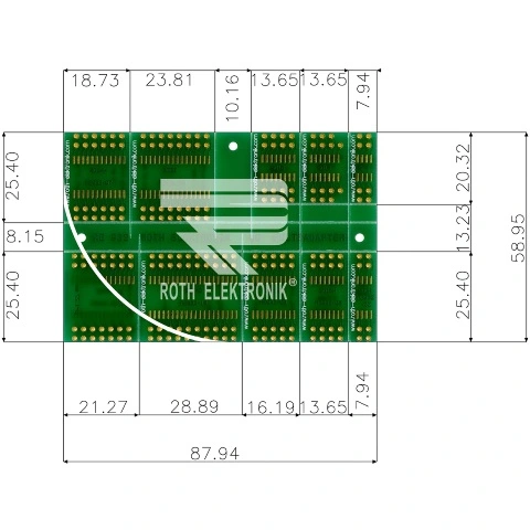 לוח מתאמים לרכיבי SOIC ~ DIP - SMD ROTH ELEKTRONIK