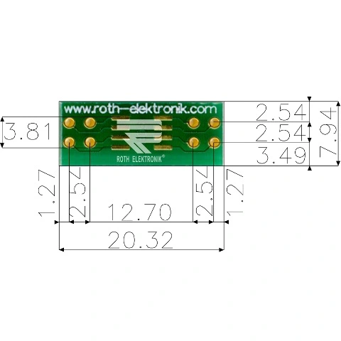 לוח מתאם לרכיבי SOIC-8 ~ DIP - SMD ROTH ELEKTRONIK