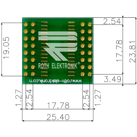 לוח מתאם לרכיבי SOIC-32 ~ DIP - SMD ROTH ELEKTRONIK