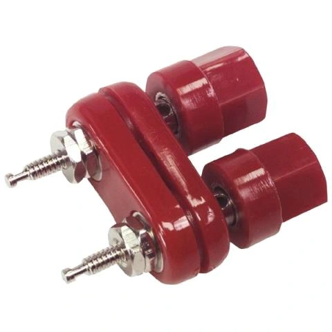 שקע בננה כפול 4MM להברגה לפנל - בידוד אדום / אדום MULTICOMP