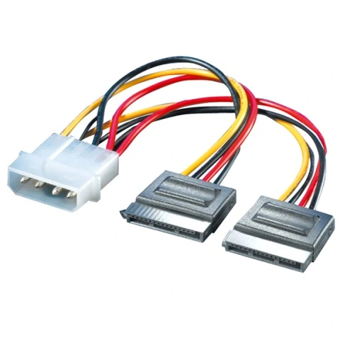 כבל למחשב - (0.16M - 2XSATA 15P (M) ~ MOLEX 4P (M ROLINE