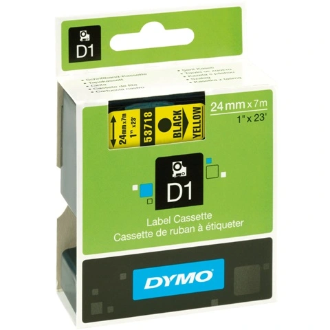 סרט פלסטיק דביק - 24MM X 7M - D1 - שחור / צהוב DYMO