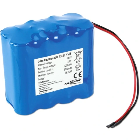 סוללת ליתיום נטענת עם חוטי הלחמה - 14.8V / 5.2AH ANSMANN