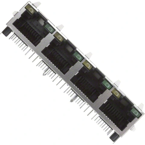 מחבר מסוכך RJ45 - נקבה למעגל מודפס - RJHSE-5384-04 - CAT5E AMPHENOL