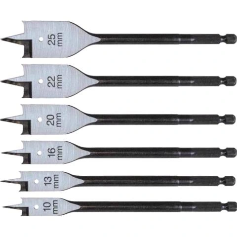 סט 6 מקדחים שטוחים לעץ - CK TOOLS T2942P - HSS FLAT - E6.3 CK TOOLS